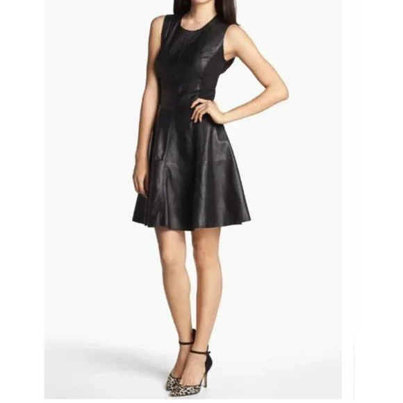 Halogen Dresses | Halogen Back Zip Black Leather & Ponte Dress - Size 4 | Color: Black | Size: 4 | Letswearitagain's Closet